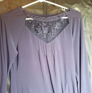 WHBM long sleeve lace blouse, size small, navy. Never worn.